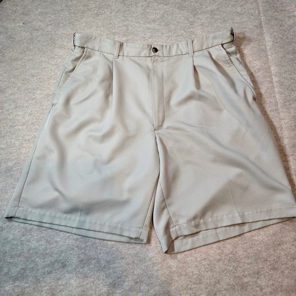 Quacker Factory Mens Tan Pleated Front Golf Shorts Khaki Size 37 628660